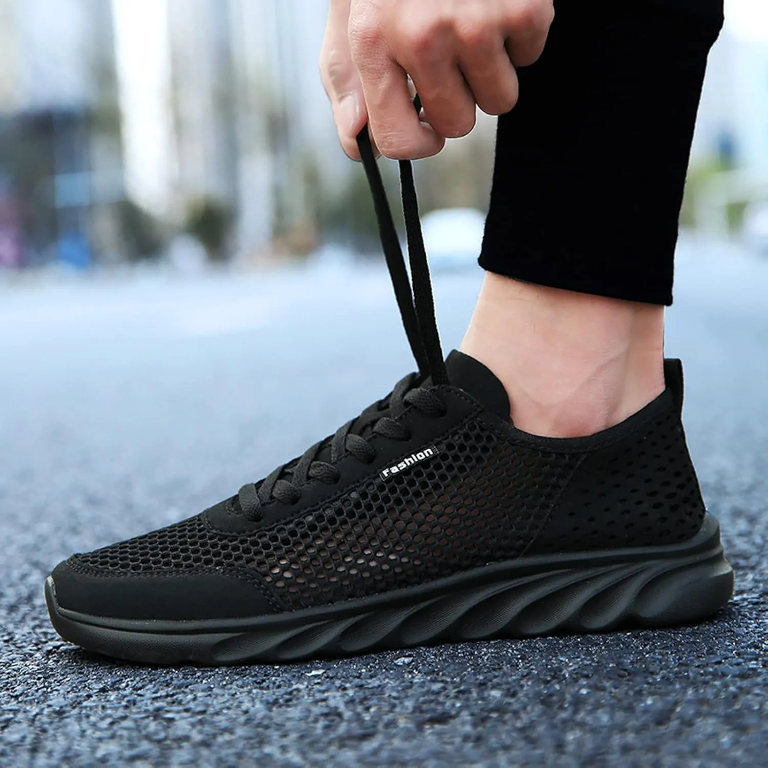 Athletic Fashion Sneakers for Men Breathable Elastic Fly Woven Mesh Sneaker Men's Stylish Lightweight Sneakers
