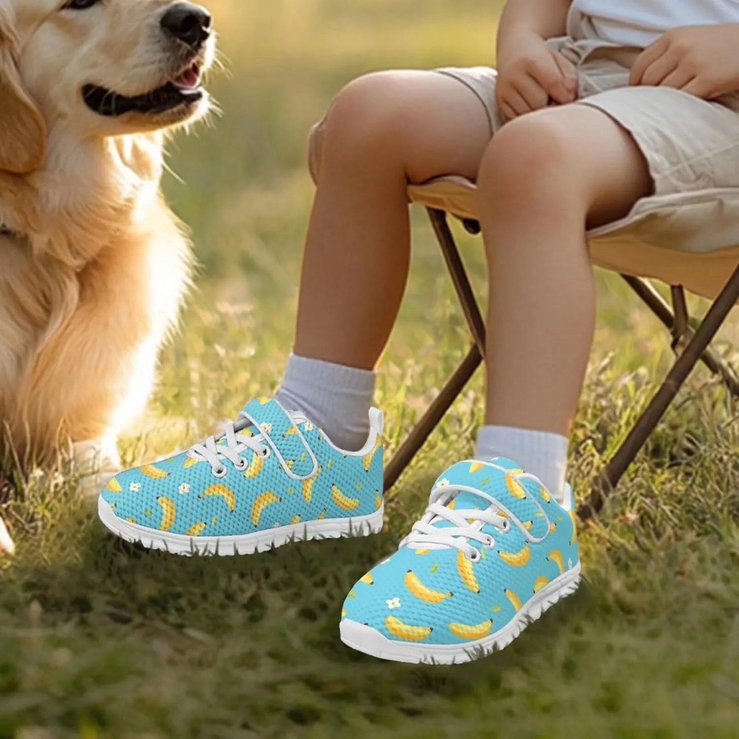 Athletic Sneaker for Boys,Girls Non-Slip Mesh Sneakers with White Sole,Children's Single Buckle Sneakers as Gifts