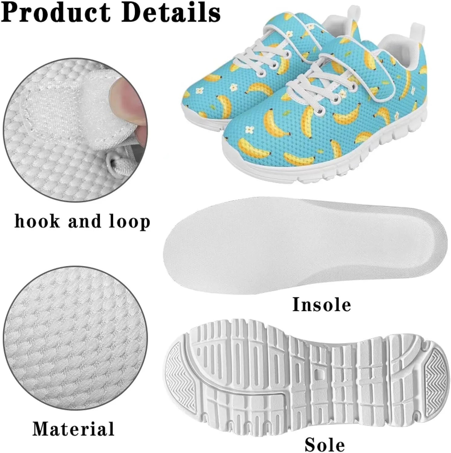 Athletic Sneaker for Boys,Girls Non-Slip Mesh Sneakers with White Sole,Children's Single Buckle Sneakers as Gifts