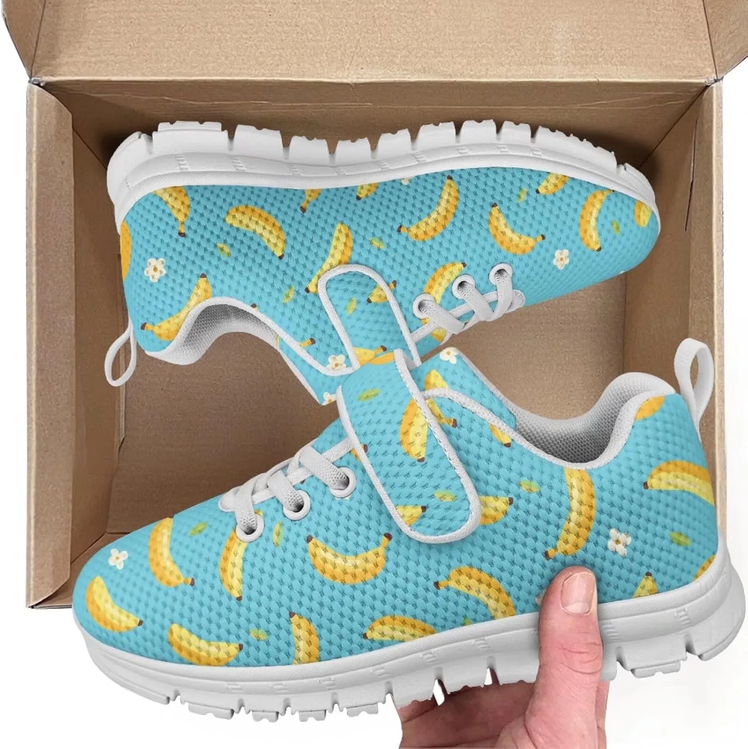 Athletic Sneaker for Boys,Girls Non-Slip Mesh Sneakers with White Sole,Children's Single Buckle Sneakers as Gifts