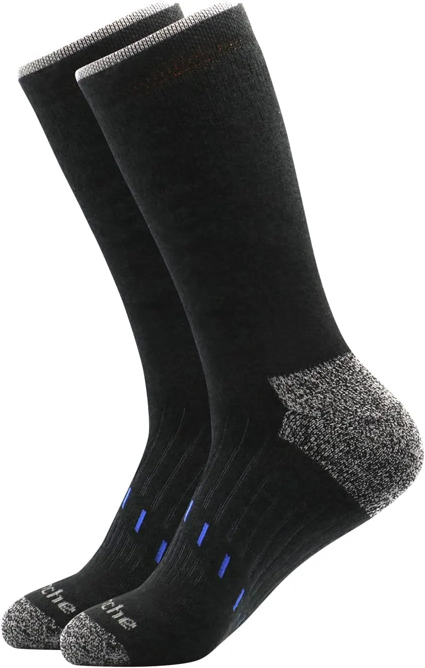 Avalanche Men's Quick Drying Merino Wool Blend Crew Socks With Arch Support 2-Pack
