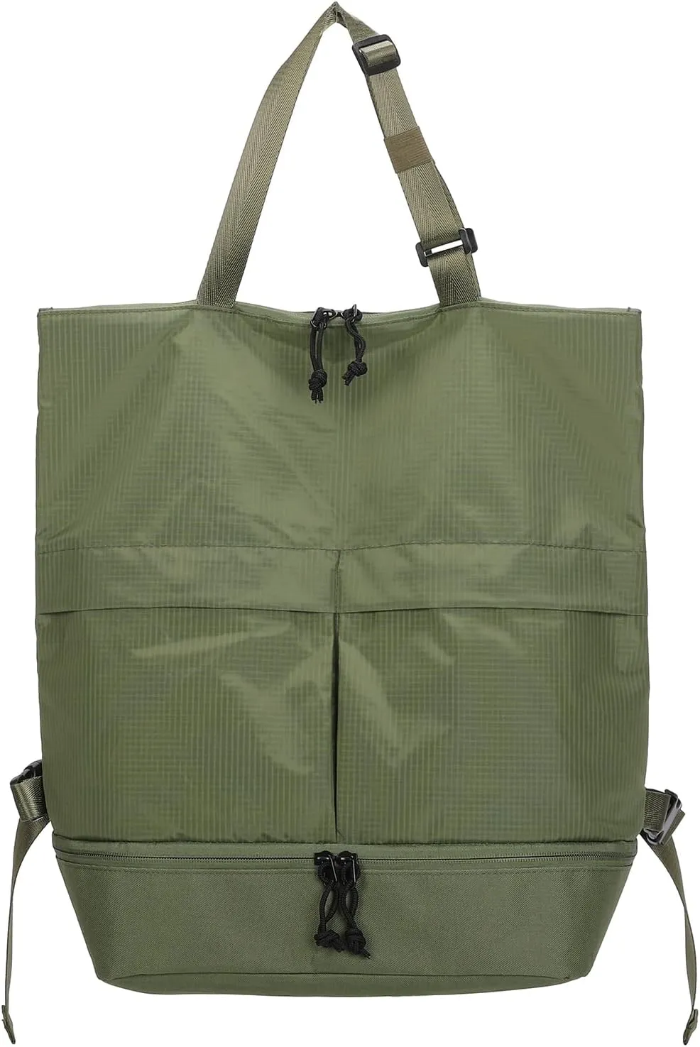 Barsine Convertible Tote Backpack with Shoe Compartment, 28L Large Foldable Backpack for Travel Lightweight, Dark Green