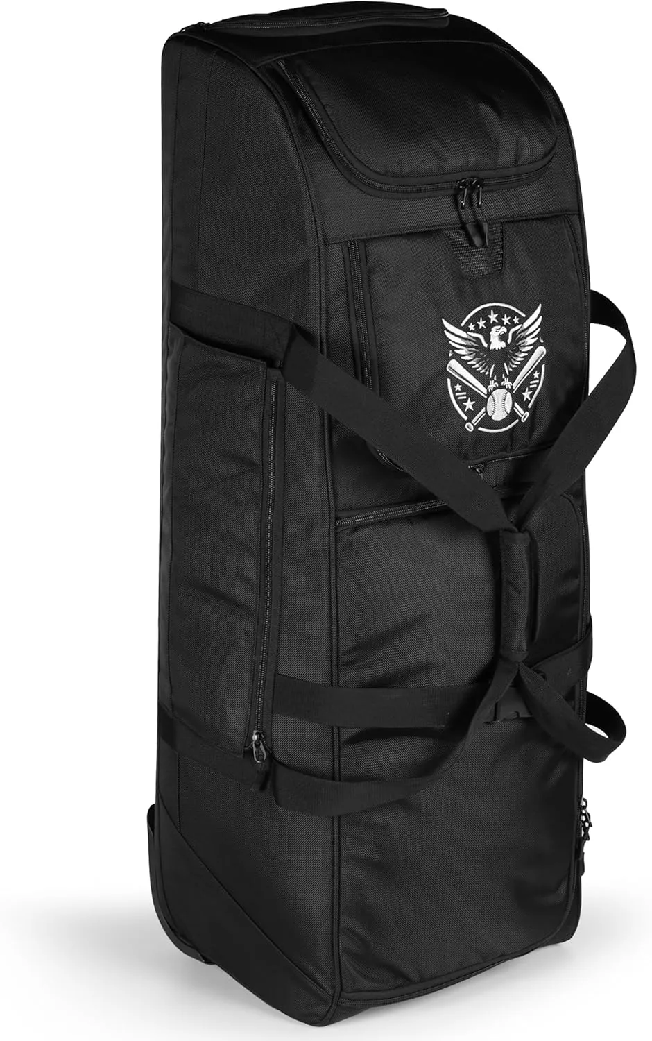 Baseball Catcher's Gear Bag with Wheels and Multiple Pockets to Hold Cleats, Bats & Baseball Gloves, Breathable Rolling Ripstop Backpack with Fence Hook.
