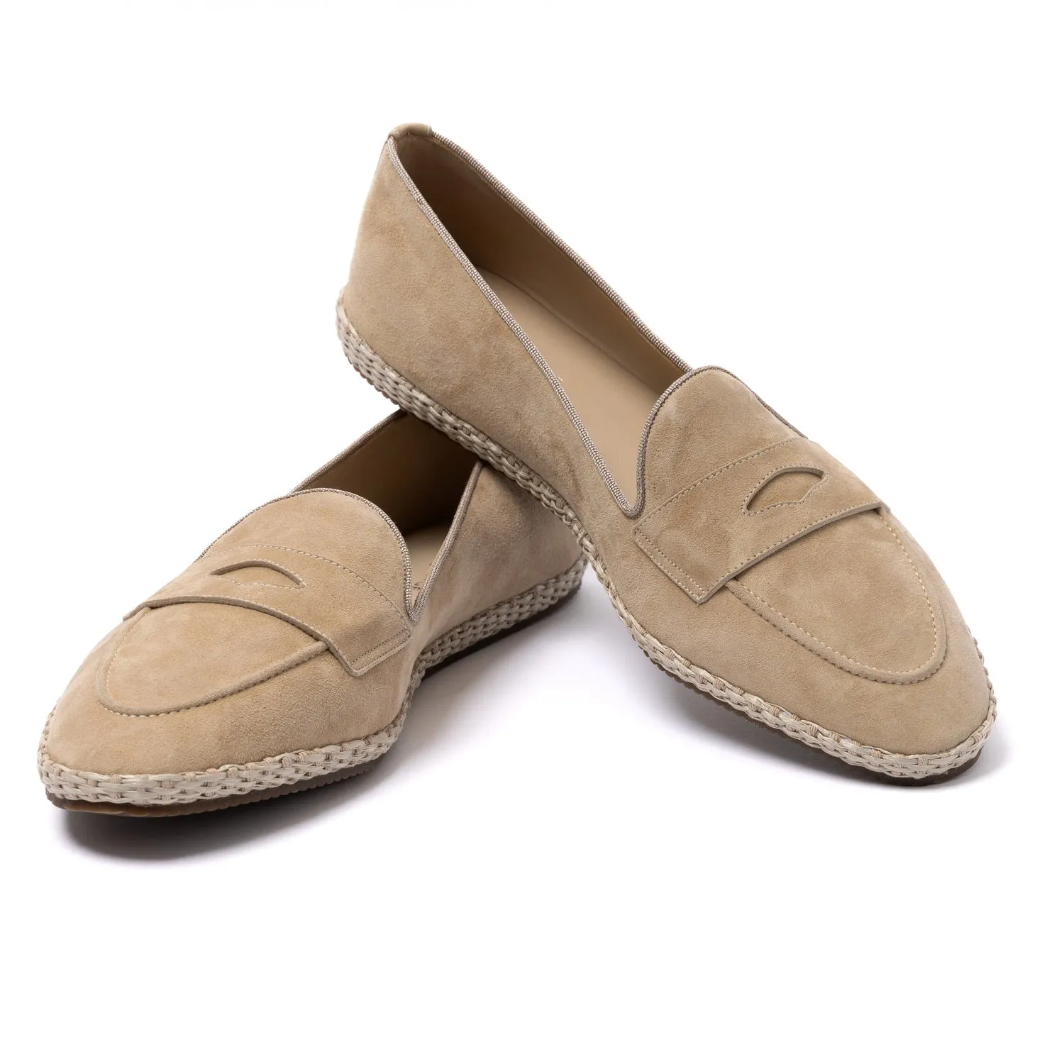 Baudoin & Lange x MJ: Banus-Loafer "Espadrille Luxe" aus Kalbsvelours - Handmade