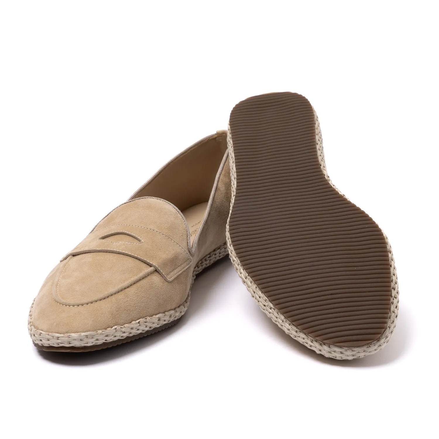 Baudoin & Lange x MJ: Banus-Loafer "Espadrille Luxe" aus Kalbsvelours - Handmade