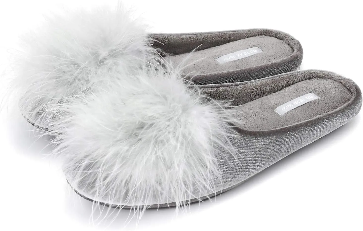 BCTEX COLL Women's Cozy Velvet Memory Foam House Slipper, Ladies Fuzzy Bedroom Slipper Non-slip Sole