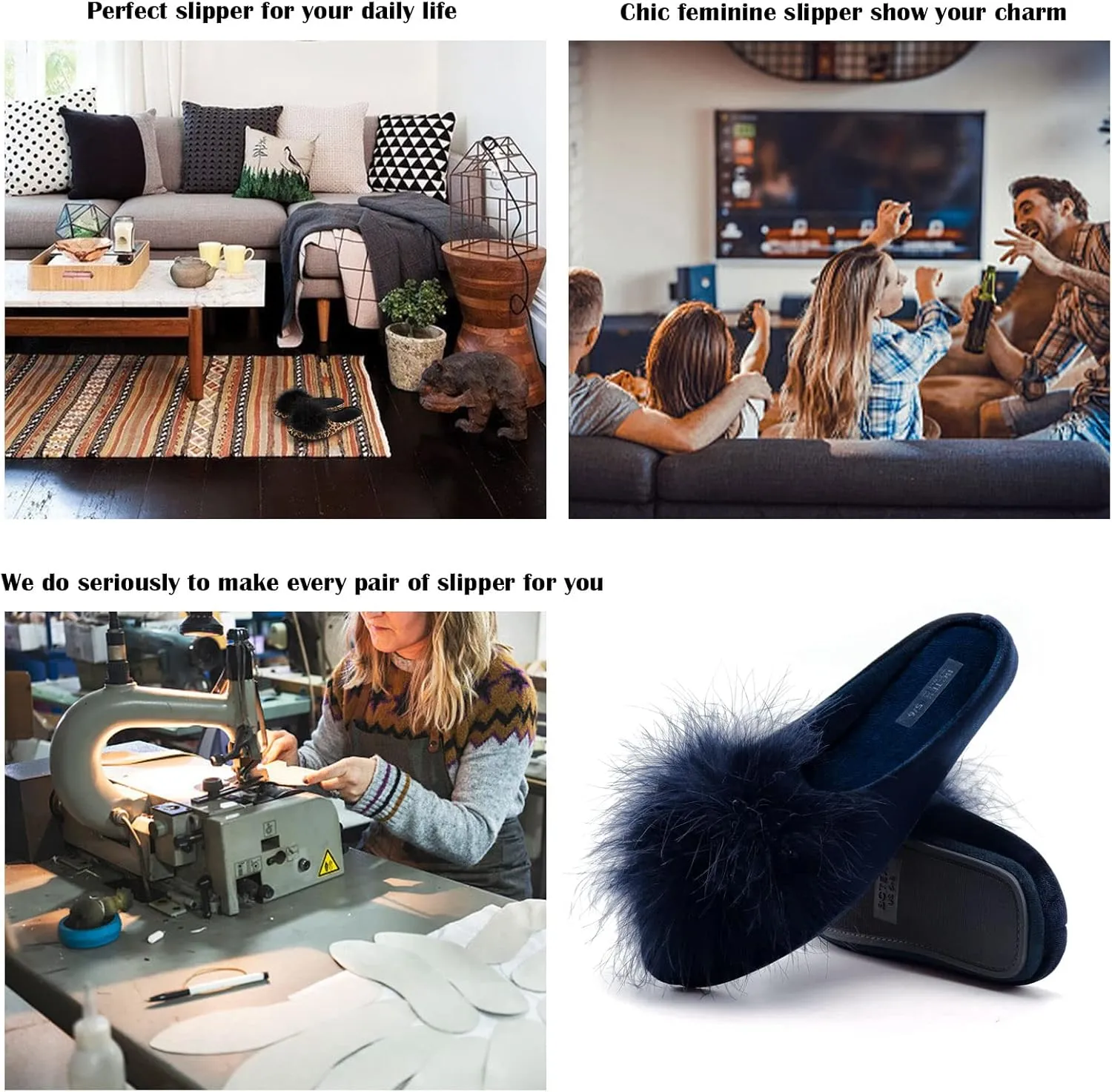 BCTEX COLL Women's Cozy Velvet Memory Foam House Slipper, Ladies Fuzzy Bedroom Slipper Non-slip Sole