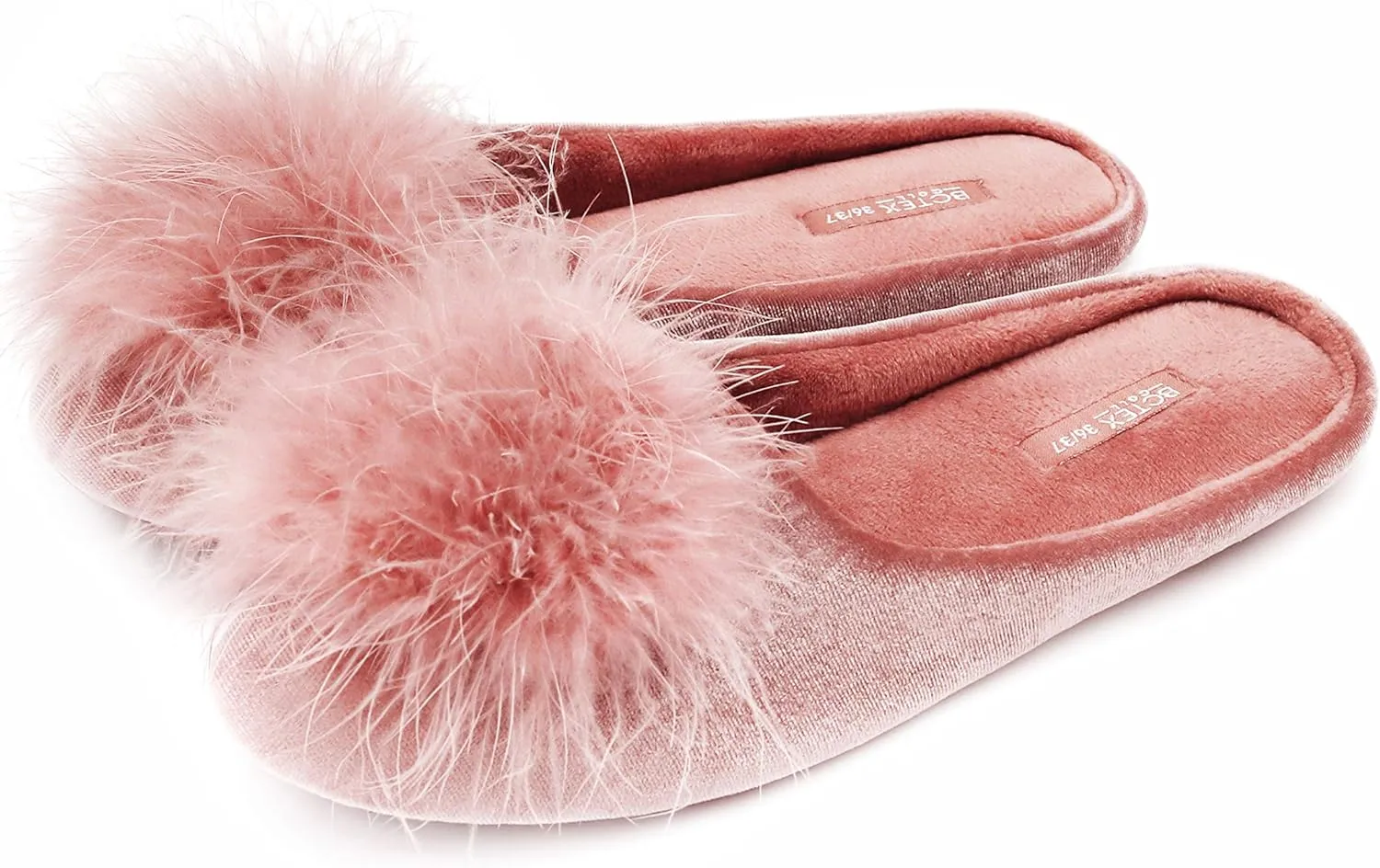 BCTEX COLL Women's Cozy Velvet Memory Foam House Slipper, Ladies Fuzzy Bedroom Slipper Non-slip Sole