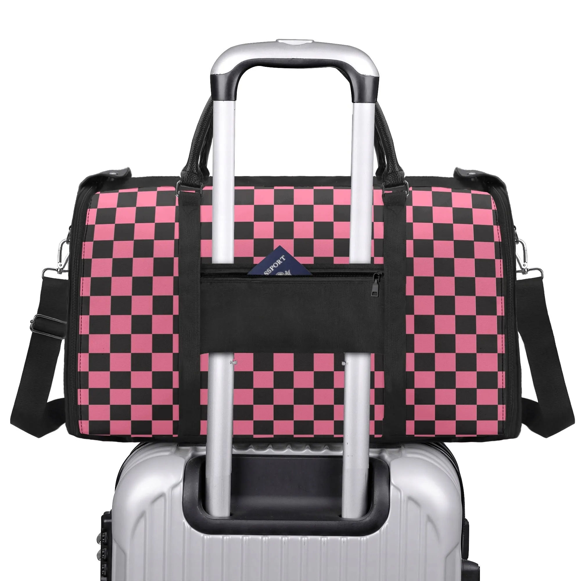 Black Check Chic Collection | Fold & Go Weekender Duffle Bag – Built Tough, Packs Light