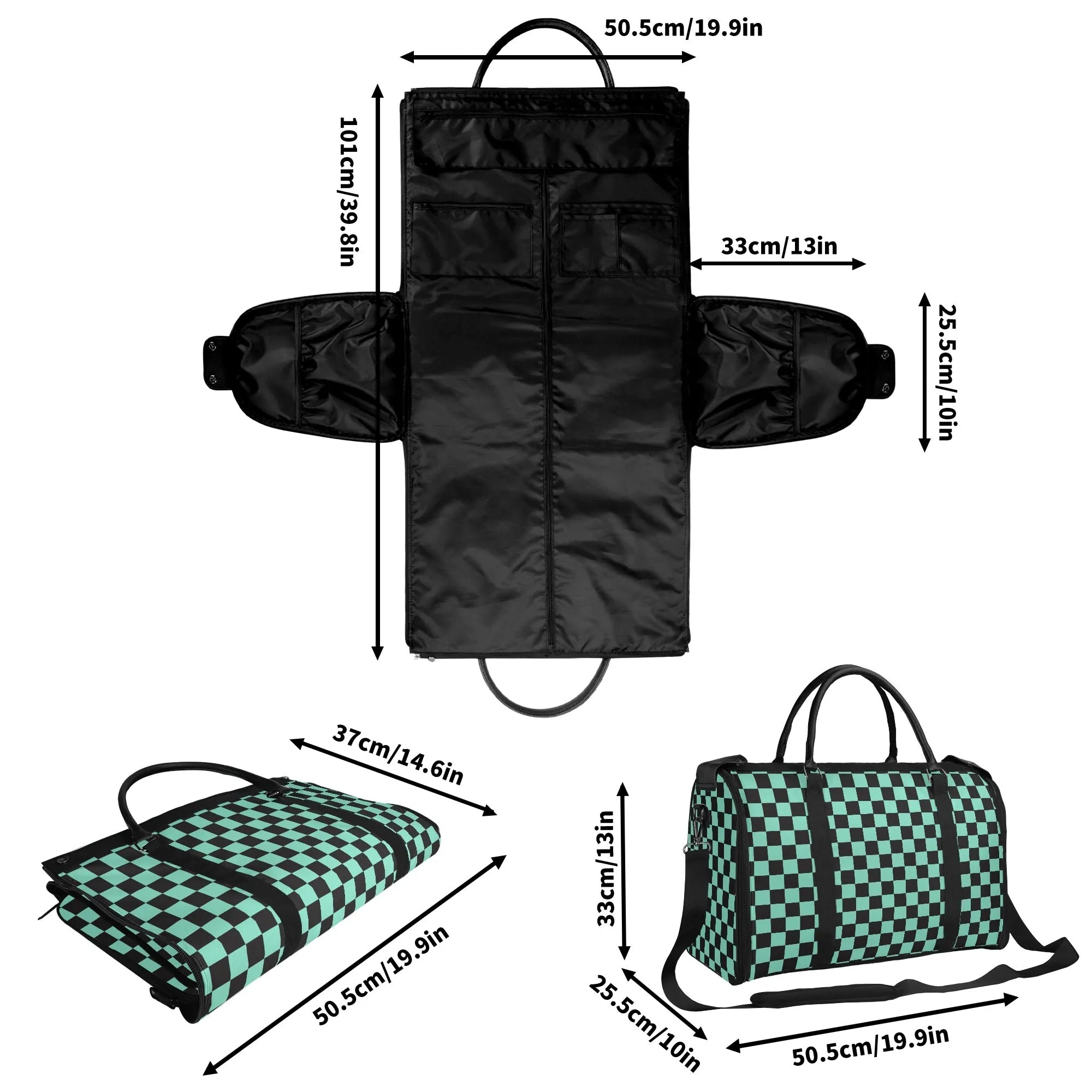 Black Check Chic Collection | Fold & Go Weekender Duffle Bag – Built Tough, Packs Light