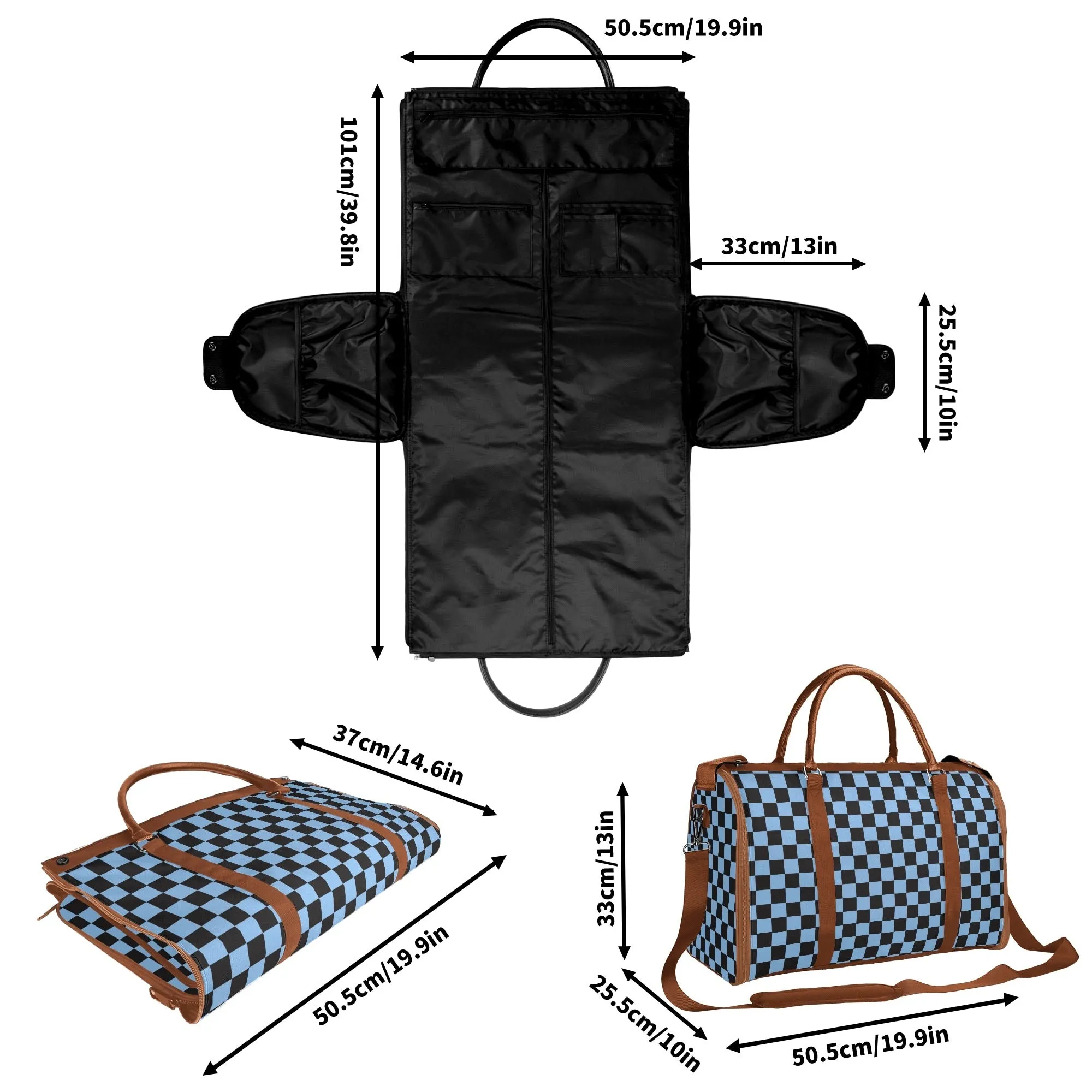 Black Check Chic Collection | Fold & Go Weekender Duffle Bag – Built Tough, Packs Light