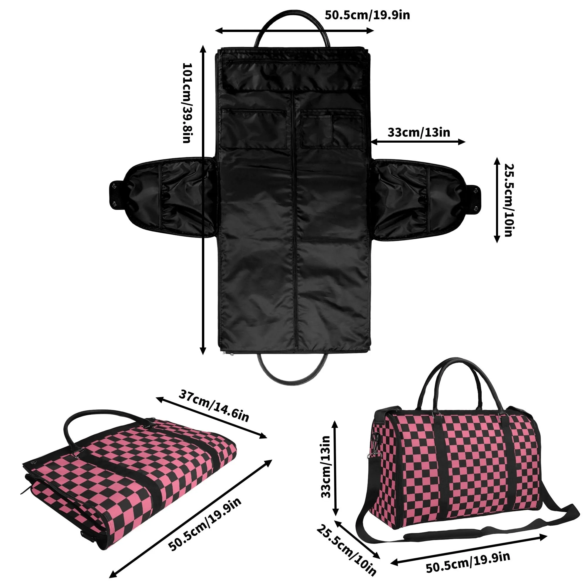 Black Check Chic Collection | Fold & Go Weekender Duffle Bag – Built Tough, Packs Light