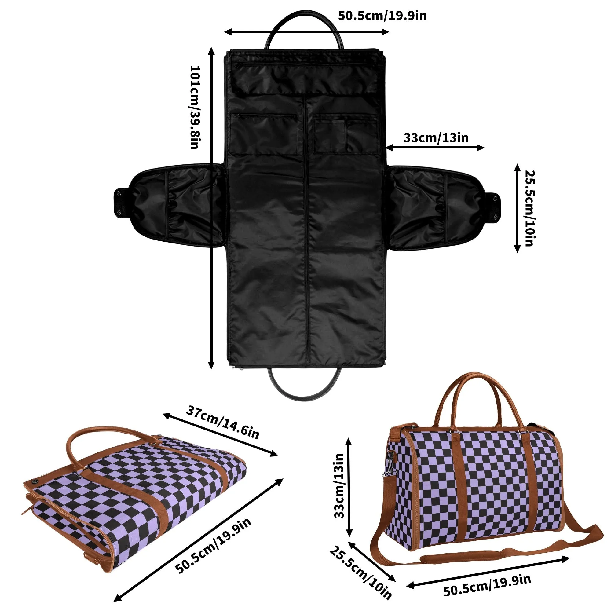 Black Check Chic Collection | Fold & Go Weekender Duffle Bag – Built Tough, Packs Light
