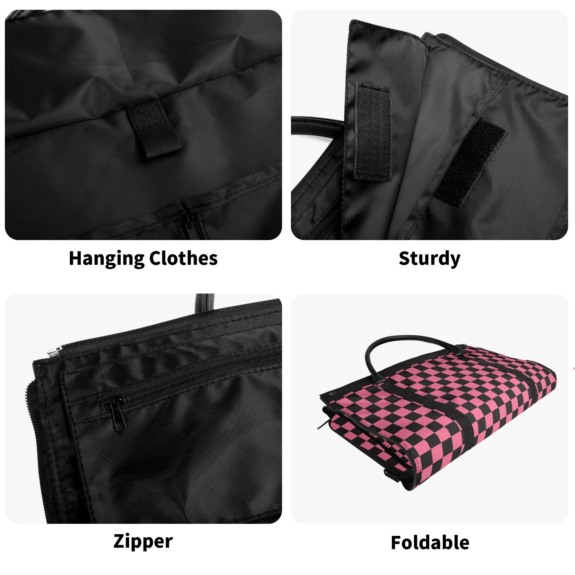 Black Check Chic Collection | Fold & Go Weekender Duffle Bag – Built Tough, Packs Light