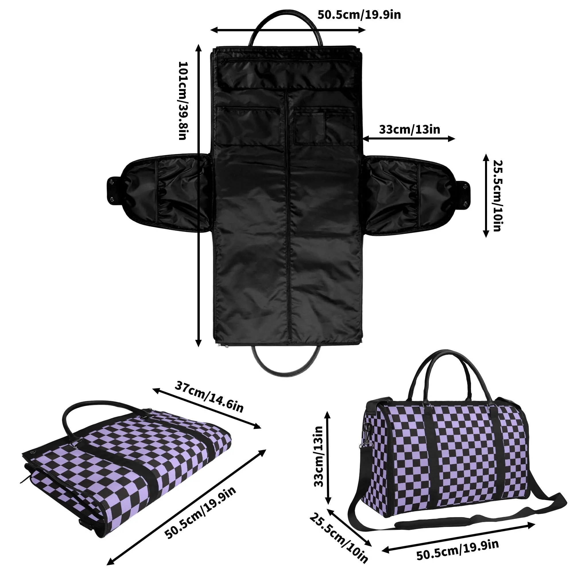 Black Check Chic Collection | Fold & Go Weekender Duffle Bag – Built Tough, Packs Light