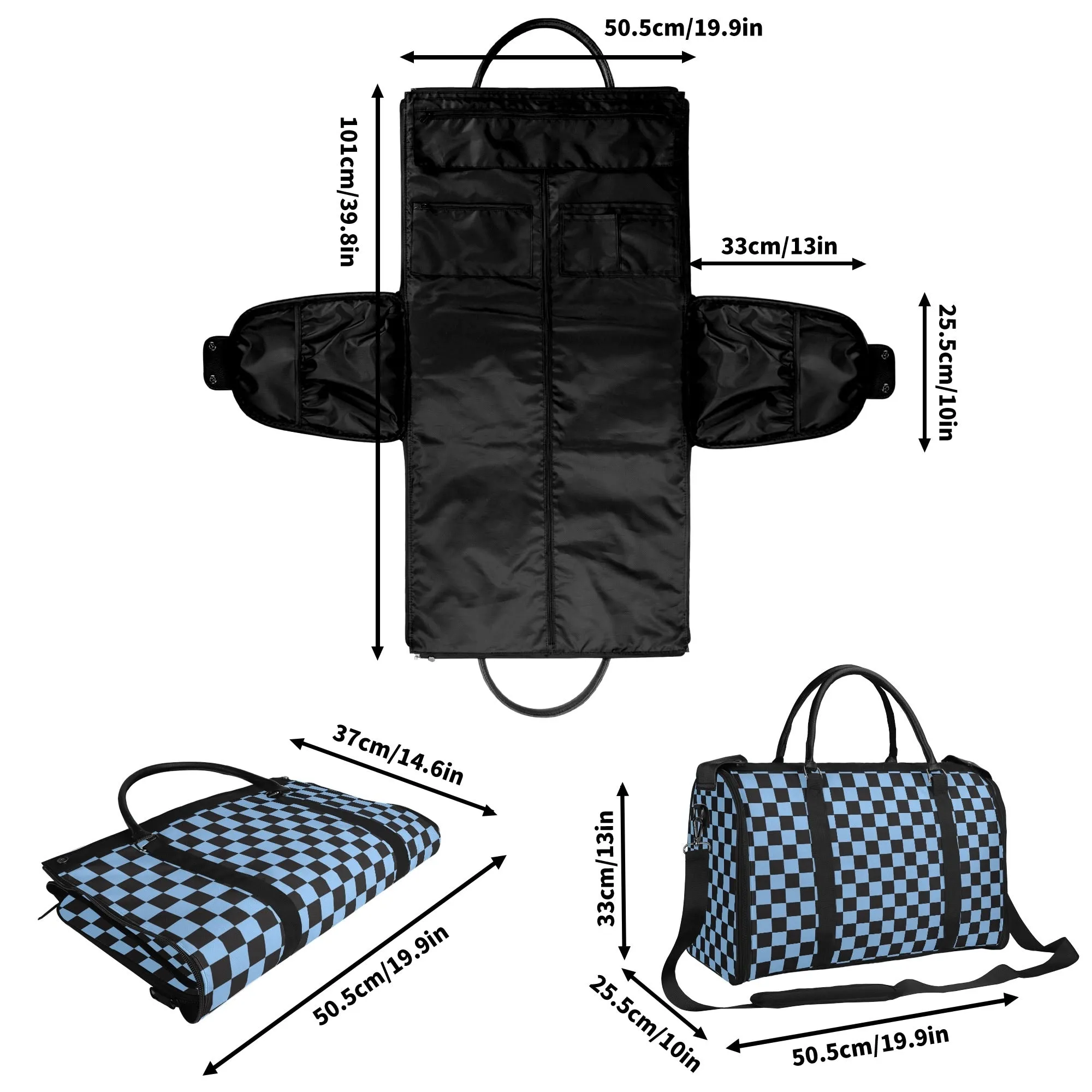 Black Check Chic Collection | Fold & Go Weekender Duffle Bag – Built Tough, Packs Light
