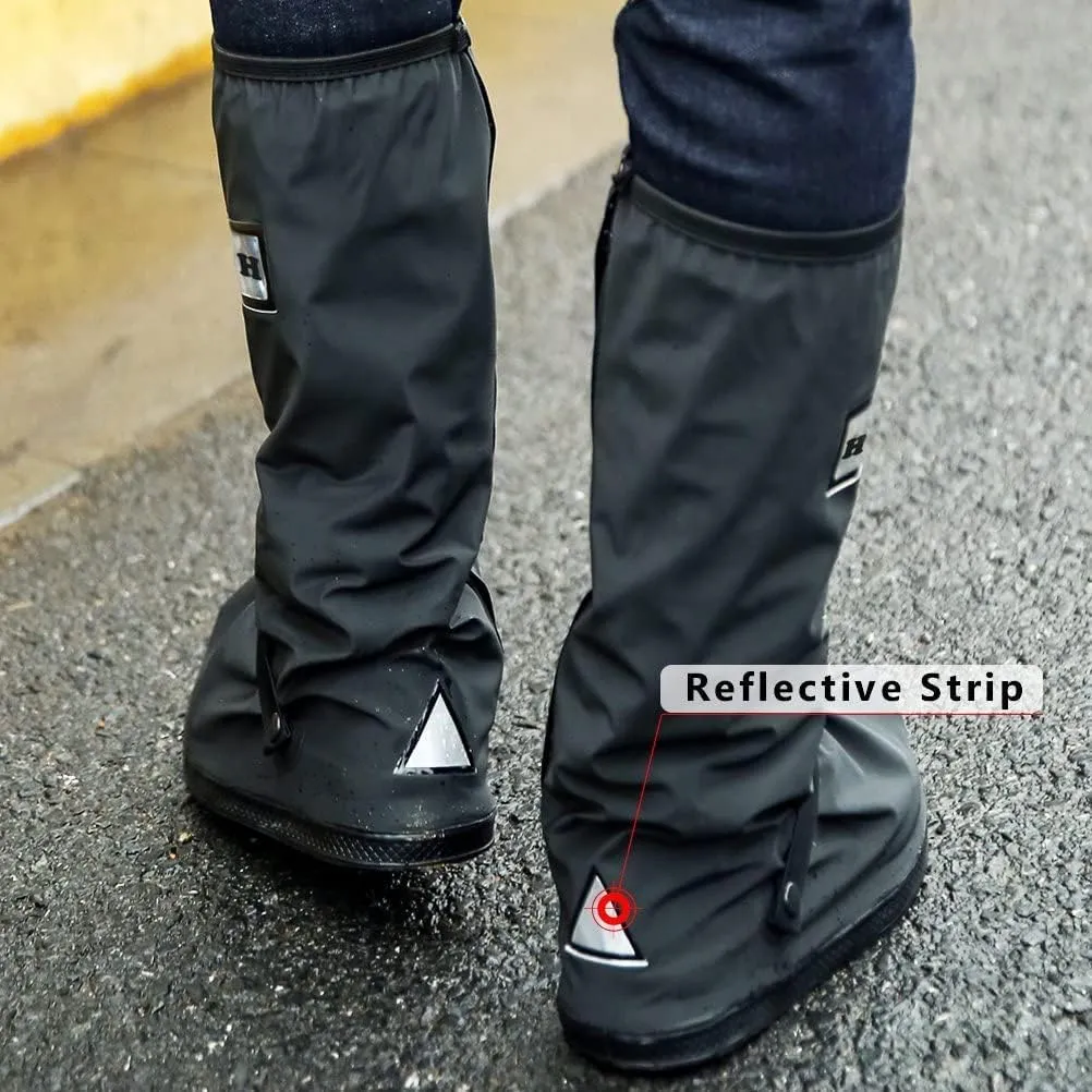 Black Waterproof Rain Boot Shoe Cover with Reflector (1 Pair)