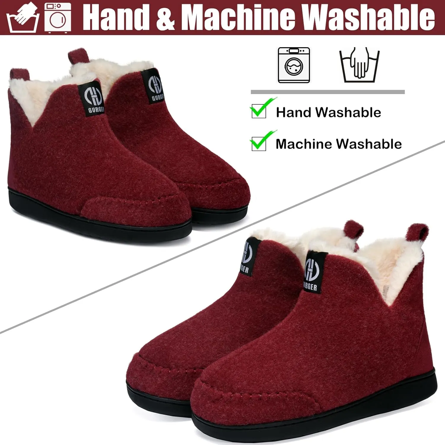 Booties Slipper for Men and Women, Plush Lining Winter Warm House Shoes Memory Foam Slipper Boots