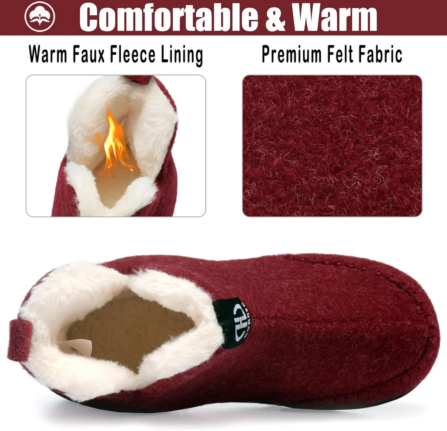 Booties Slipper for Men and Women, Plush Lining Winter Warm House Shoes Memory Foam Slipper Boots