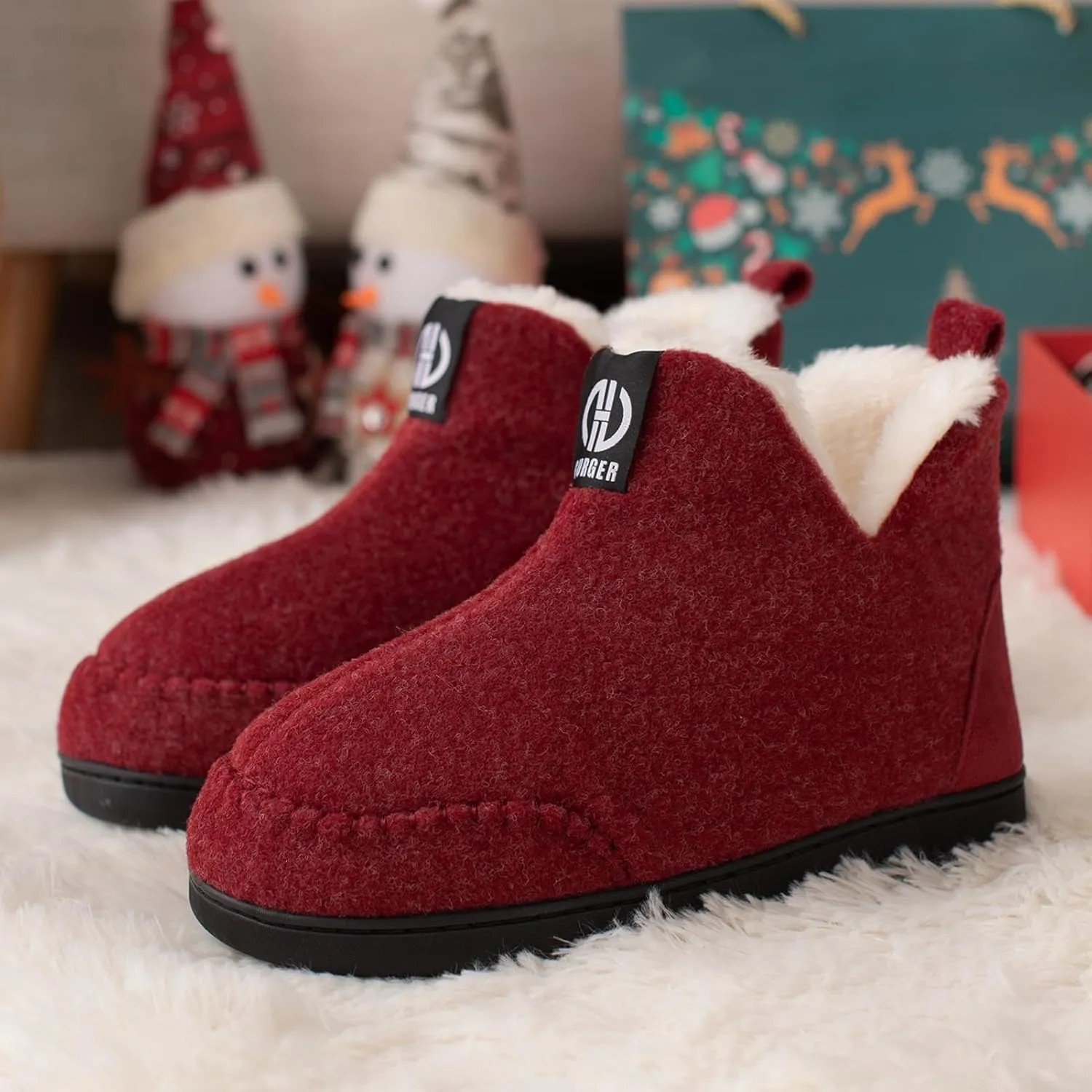 Booties Slipper for Men and Women, Plush Lining Winter Warm House Shoes Memory Foam Slipper Boots