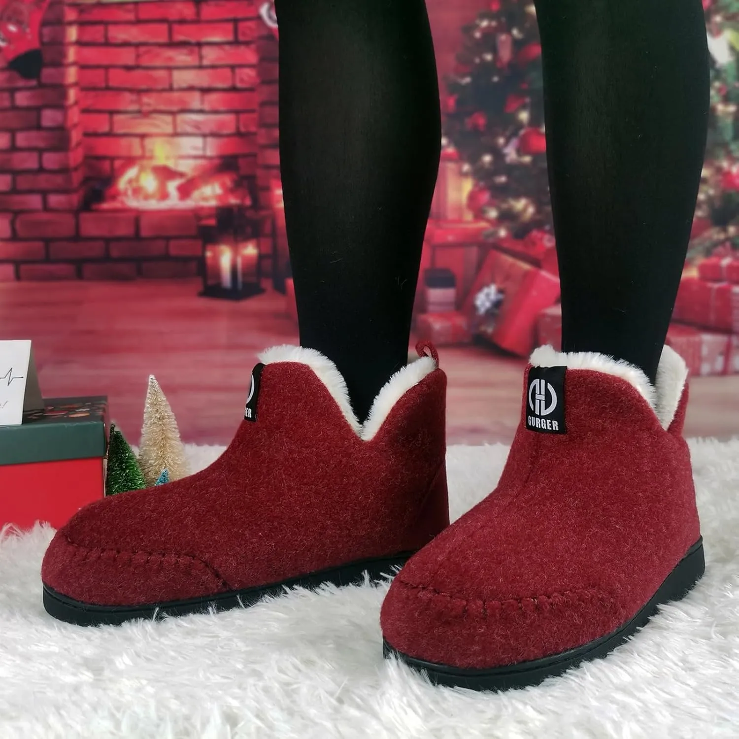 Booties Slipper for Men and Women, Plush Lining Winter Warm House Shoes Memory Foam Slipper Boots