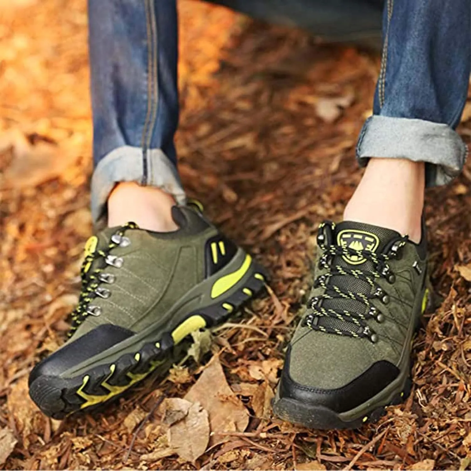 BORAMAX Men's Sneakers Outdoor Sports Climbing Hiking Shoes Waterproof Trekking Suede Non-Slip Running Shoes Mens Climbing Shoes