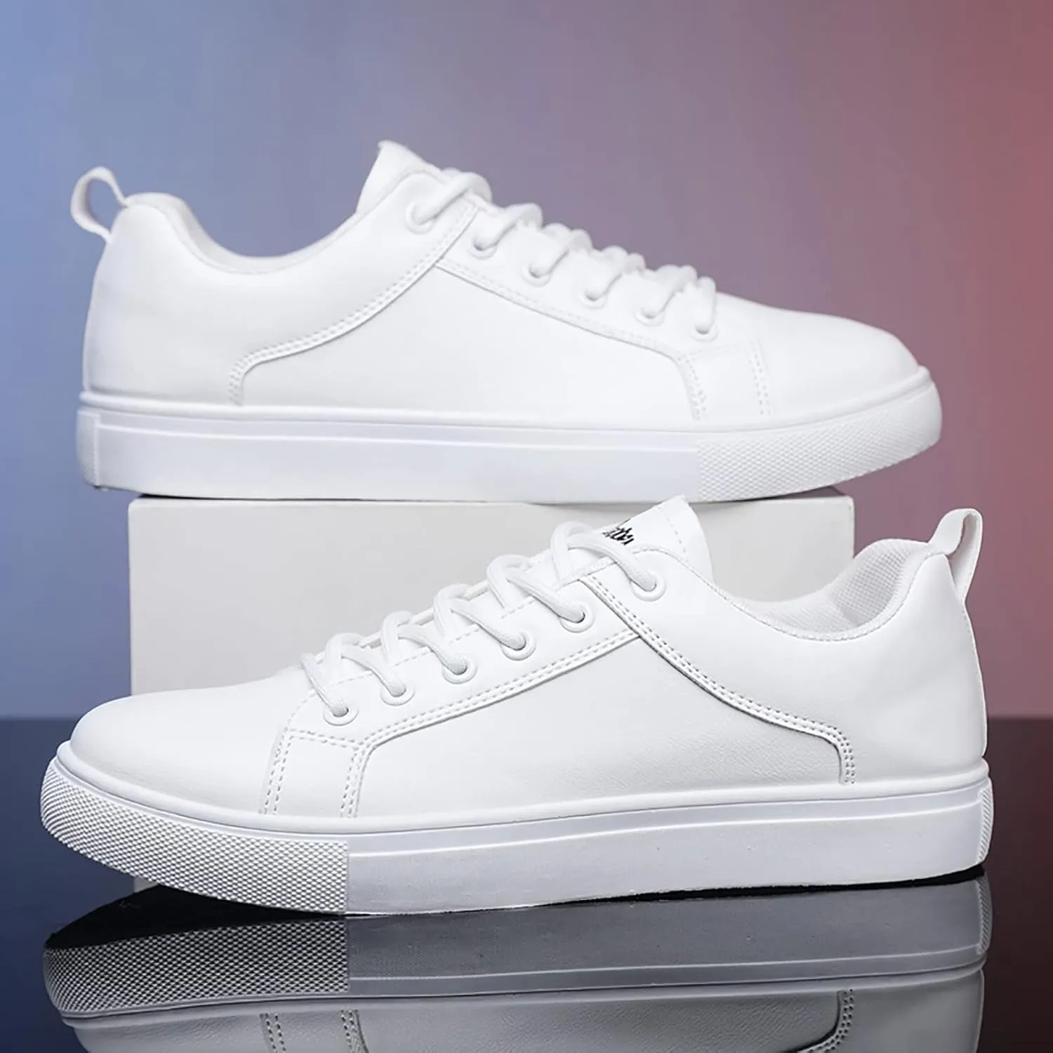 BORAMAX Men's White Casual High Top Fashion Canvas Sneakers