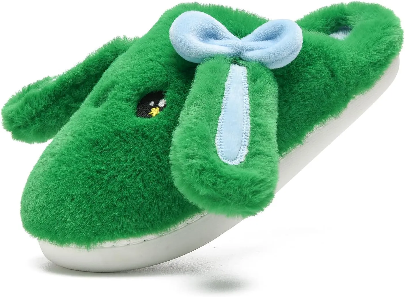 Bunny Animal Slippers for Women and Men, Cute Bow Fuzzy Fluffy Comfy Plush Cartoon Woman Preppy Funny Furry Rabbit Pillow Cloud Home Bedroom House Slipper for Womens Indoor and Outdoor