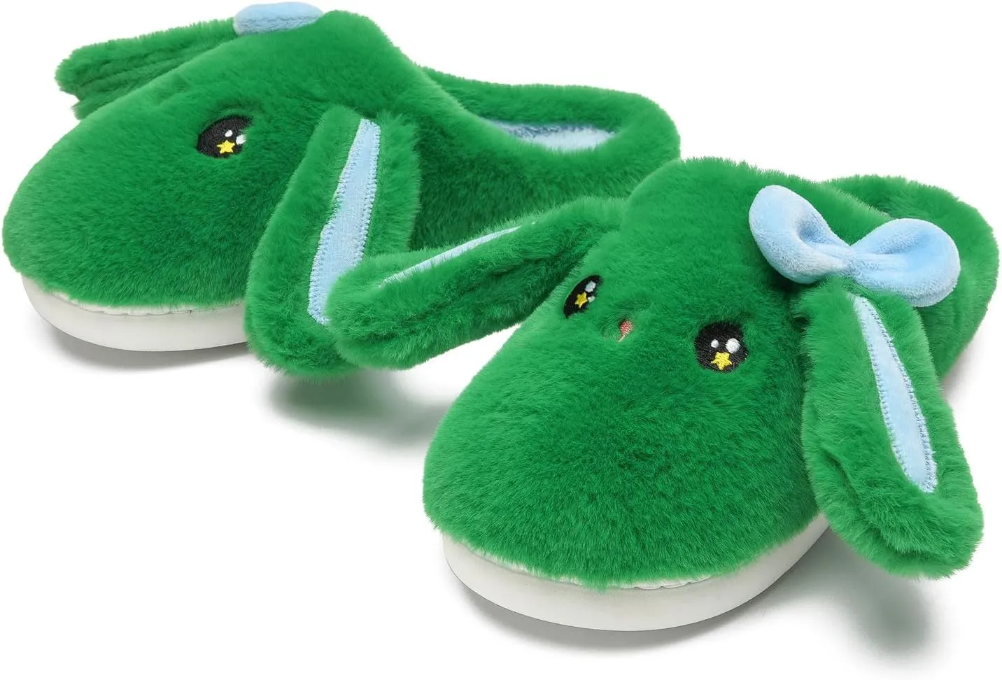 Bunny Animal Slippers for Women and Men, Cute Bow Fuzzy Fluffy Comfy Plush Cartoon Woman Preppy Funny Furry Rabbit Pillow Cloud Home Bedroom House Slipper for Womens Indoor and Outdoor