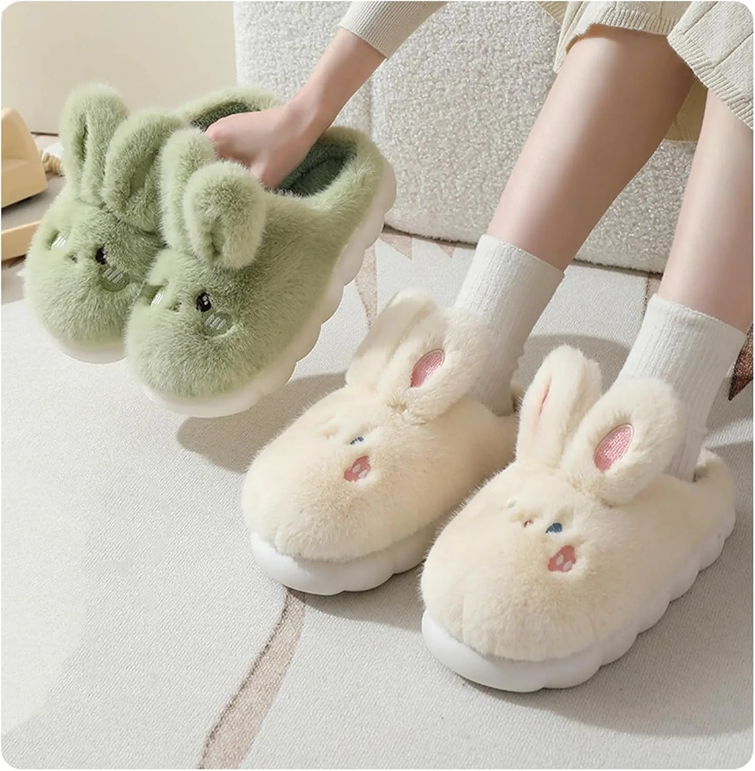 Bunny Cotton Slippers - Home Cartoon Slippers for Men & Women