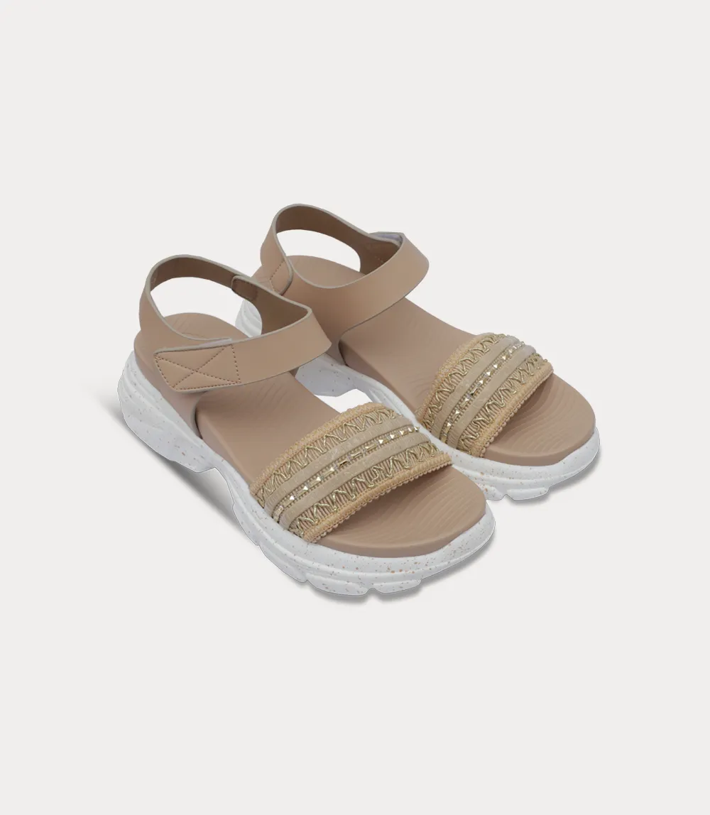 BW10405-BEIGE-Women Comfort Sandal