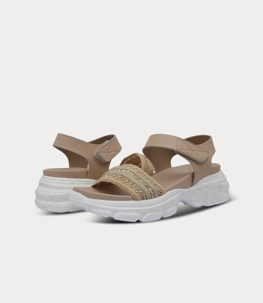BW10405-BEIGE-Women Comfort Sandal