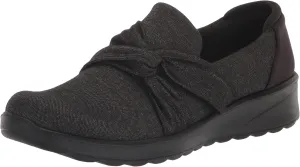 BZees Womens Glimmer Slip-ons Loafer, Black Shimmer, 6 Wide US