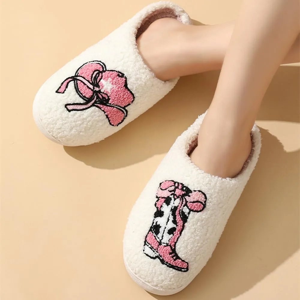 Cartoon Slippers for Womens Mens Cute Cozy Plush Warm Slip-on House Shoes for Indoor and Outdoor Meet Me at Midnight Strawberry Mushroom Evil Eyes Love Heart Slippers