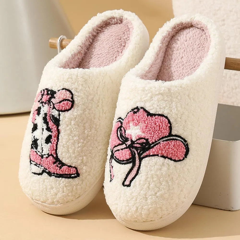 Cartoon Slippers for Womens Mens Cute Cozy Plush Warm Slip-on House Shoes for Indoor and Outdoor Meet Me at Midnight Strawberry Mushroom Evil Eyes Love Heart Slippers
