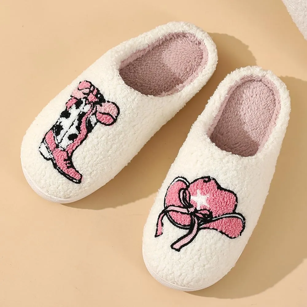 Cartoon Slippers for Womens Mens Cute Cozy Plush Warm Slip-on House Shoes for Indoor and Outdoor Meet Me at Midnight Strawberry Mushroom Evil Eyes Love Heart Slippers