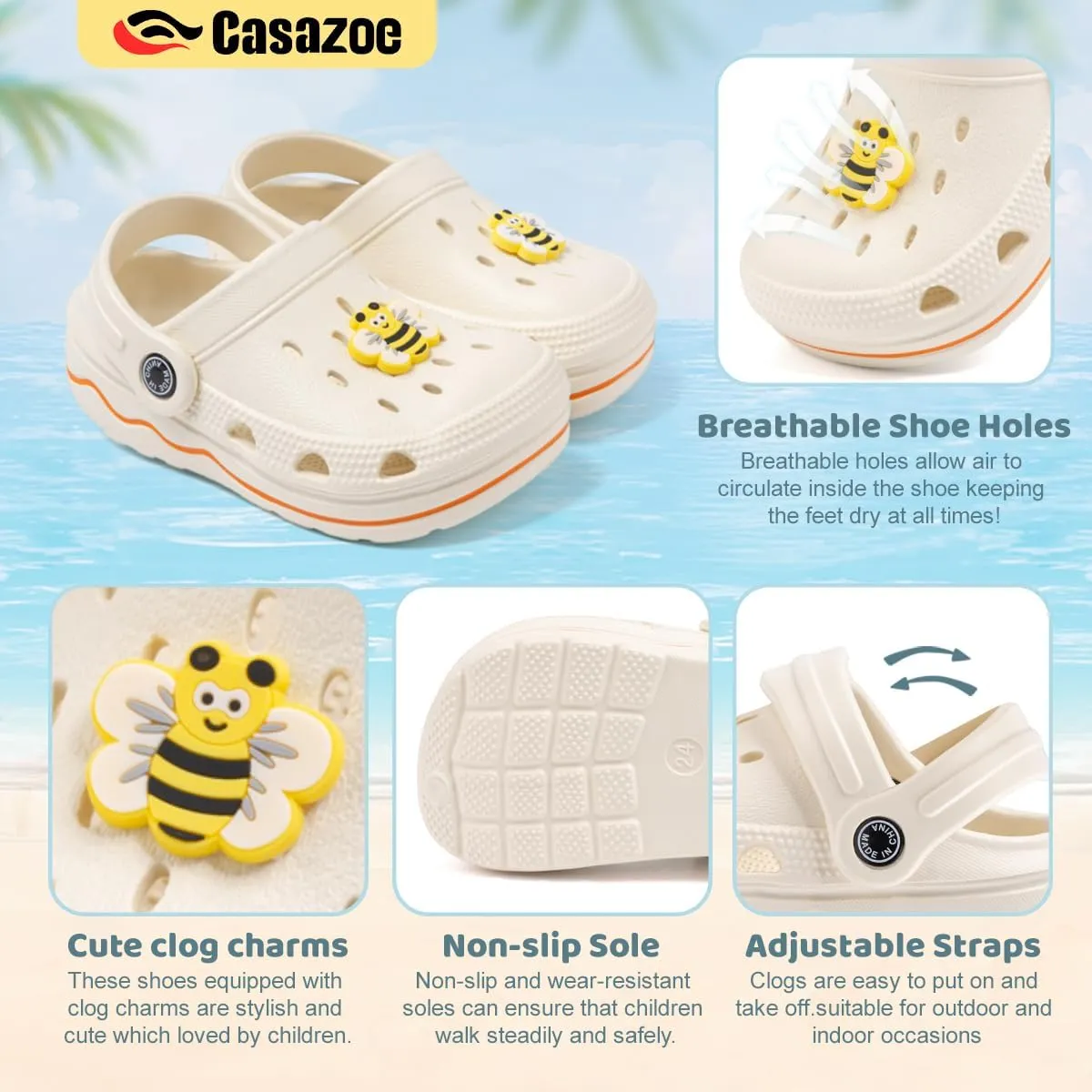 Casazoe Toddler Cute Garden Clogs Boys Girls Slip On Shoes Summer Lightweight Outdoor Slides Sandals Infant Children Beach Pool Shoes