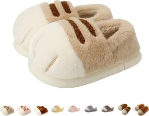 Cat Paw Slippers for Women, Warm Furry Winter House Shoes, Cute Funny 3D Cat Paw Winter Couple Cartoon Slipper