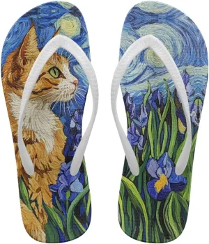 Cat Sandals Womens Flip Flops Soft Yoga Mat Walking Thong Slippers Girls Dog Slip On Beach Cute Shower Shoe