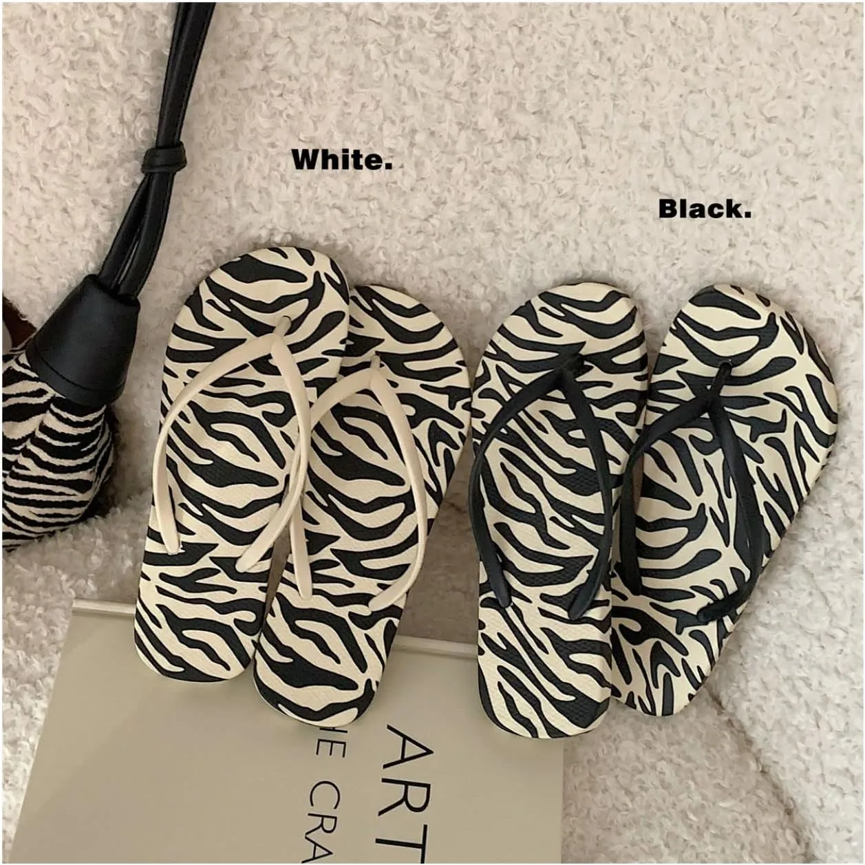 CEINOM Zebra Print Slim Flip Flop Summer Beach Sandal for Womens Girl Women's Flip Flop Sandal