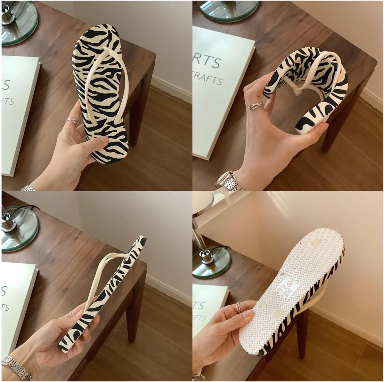 CEINOM Zebra Print Slim Flip Flop Summer Beach Sandal for Womens Girl Women's Flip Flop Sandal