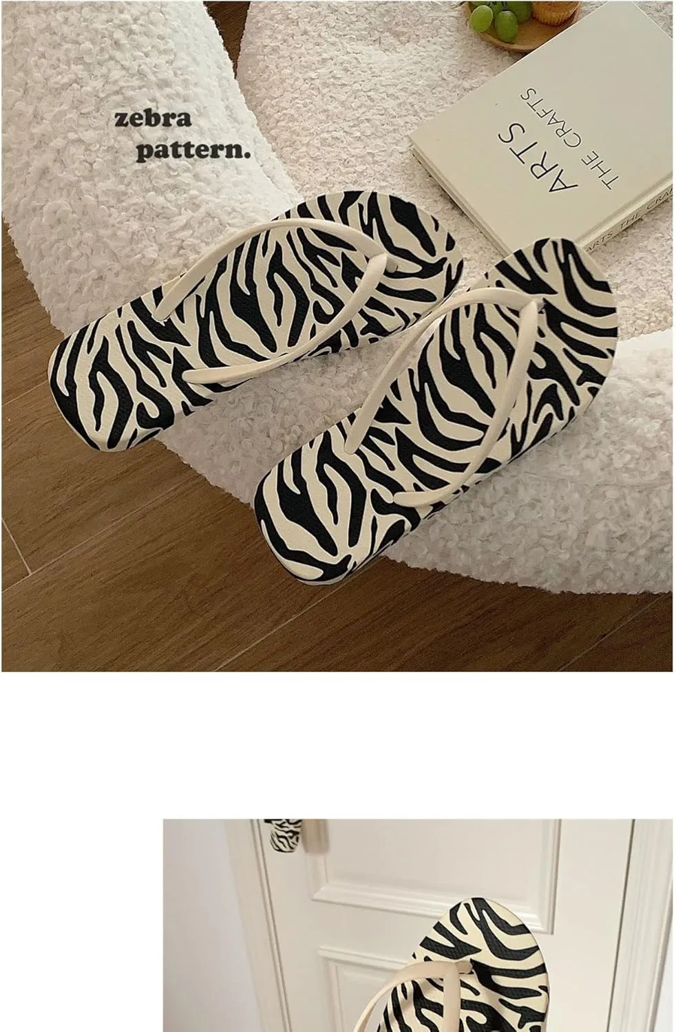 CEINOM Zebra Print Slim Flip Flop Summer Beach Sandal for Womens Girl Women's Flip Flop Sandal