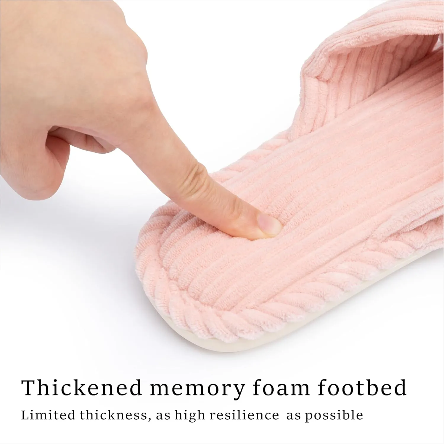 Chantomoo Slippers for Women Memory Foam House Womens Slipper Slides Home Bedroom Bathroom Spa Open Toe Corduroy Bow Slippers Cozy Comfortable