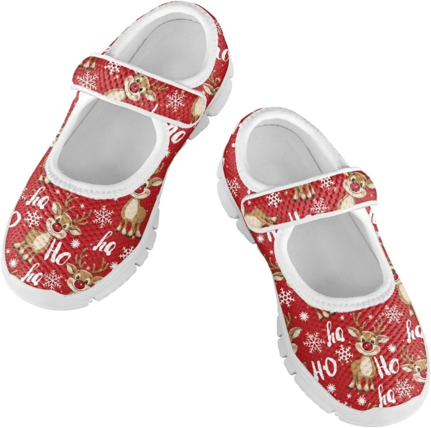 chaqlin Christmas Sneaker Mary Jane for Kids Slip On Casual Outdoor School Sports Shoes Lightweight Flat Walking Sneaker