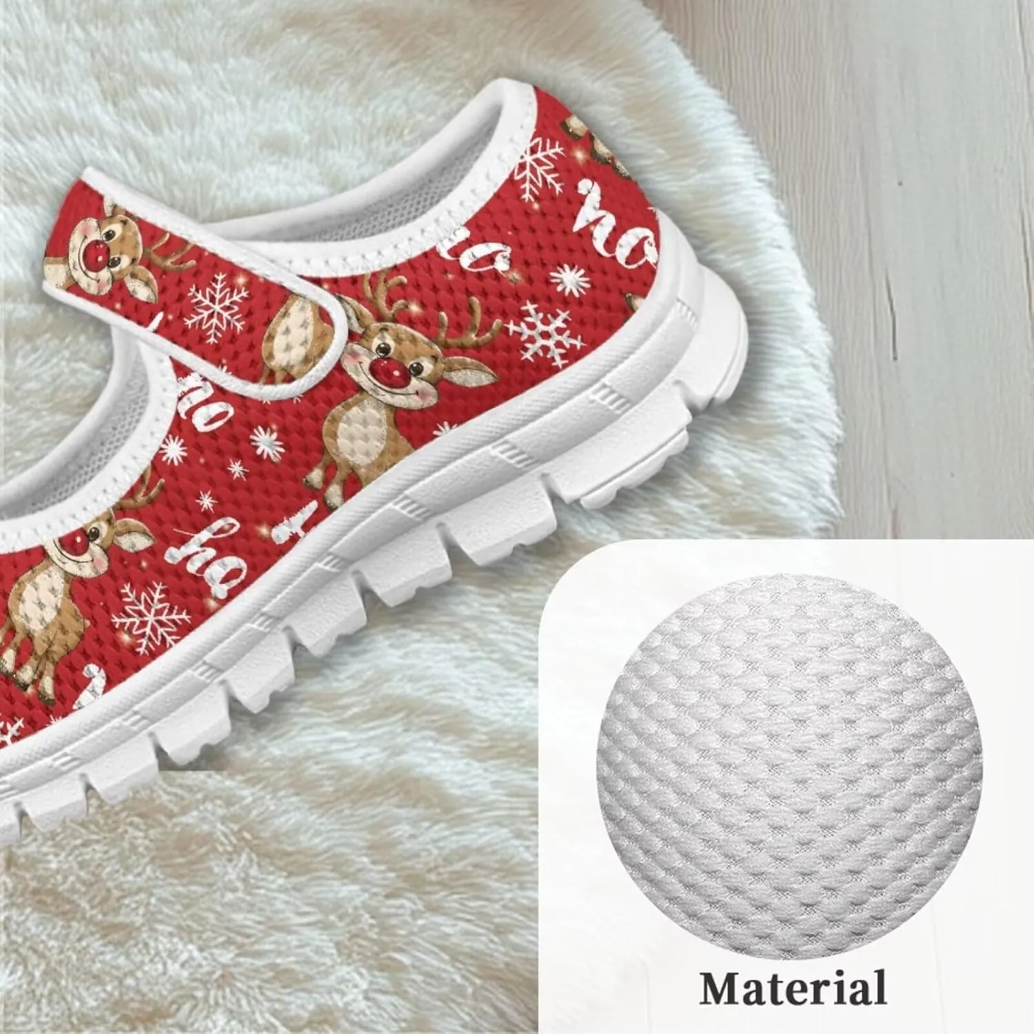 chaqlin Christmas Sneaker Mary Jane for Kids Slip On Casual Outdoor School Sports Shoes Lightweight Flat Walking Sneaker