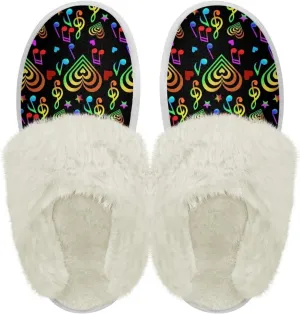 chaqlin Fuzzy Slipper with Fur Edge for Women Men Wide Indoor Outdoor Slip Sole Flannel Feet Slippers Lightweight Warm Winter Fur Fluffy Bedroom Shoes