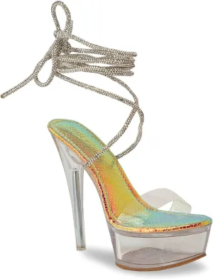 Chase & Chloe Women Clear Platform Stiletto Heels Lace Up Strappy Sandals