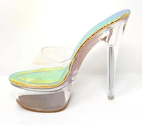 Chase & Chloe Women's Sexy Clear Stiletto Heel Open Toe Platform Sandal Serenity