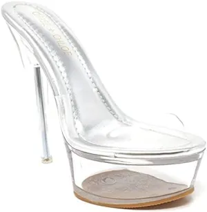 Chase & Chloe Women's Sexy Clear Stiletto Heel Open Toe Platform Sandal Serenity