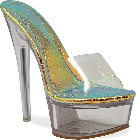 Chase & Chloe Women's Sexy Clear Stiletto Heel Open Toe Platform Sandal Serenity